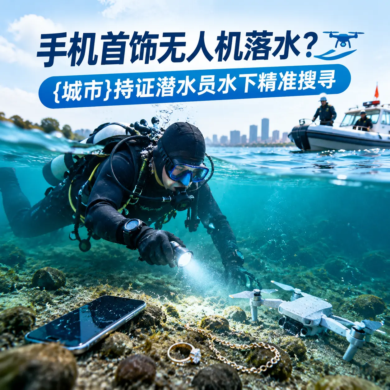 手机首饰无人机落水？泰宁持证潜水员水下精准搜寻